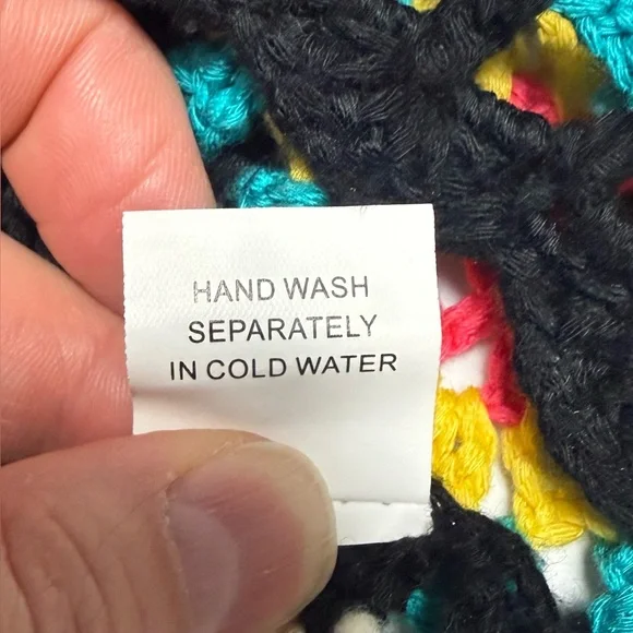 Wild Honey oversized bell sleeve Multicolor Crochet Knit cropped Sweater S - Picture 11 of 14